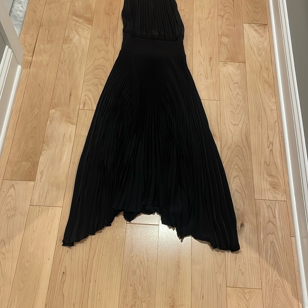 A.L.C. Black High Low Pleated Dress